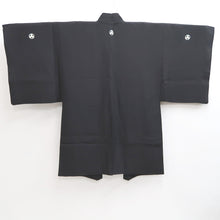 Load image into Gallery viewer, Men's Haori Vintage(1950-1980) Black Landscape Habutae Silk #10643C4
