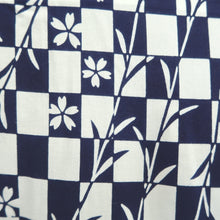 Load image into Gallery viewer, Yukata Vintage(1950-1980) White Navy Cherry Blossom Sakura Cotton #11101B1

