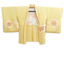 Load image into Gallery viewer, Haori Jacket Light Yellow Full Shibori Flower Wave Silk #10927F1
