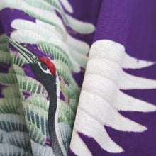 Load image into Gallery viewer, Kimono Vintage(1920-1950) Purple Crane Birds Hand painted Silk #9673J3
