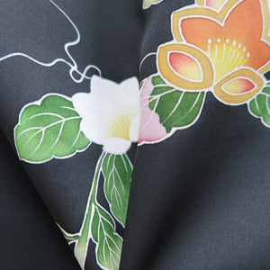 Haori Jacket Vintage(1950-1980) Grayish Black Flower Branch Silk #9732A2