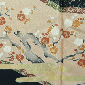 Tomesode Black Gold Crane Birds Pine Tree Tall Silk #10395F5