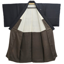 Load image into Gallery viewer, Men&#39;s Kimono Vintage(1950-1980) Black Montsuki Silk #10469A5
