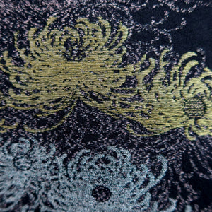 Haori Jacket Vintage(1950-1980) Black Silver Chrysanthemum Silk #9773A4