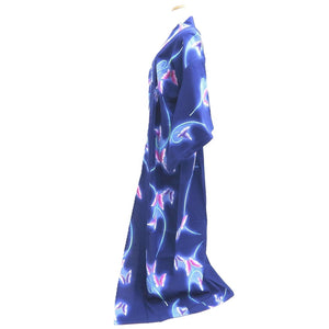 Yukata Vintage(1950-1980) Blue Butterfly Cotton #10480A5