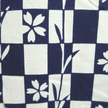 Load image into Gallery viewer, Yukata Vintage(1950-1980) White Navy Cherry Blossom Sakura Cotton #11101B1
