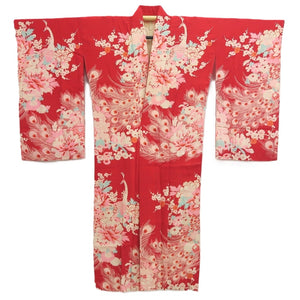 Juban Vintage(1920-1950) Red Peacock Silk #10382F4