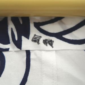 Yukata Vintage(1950-1980) White Navy Fish Wave Cotton #9915B4