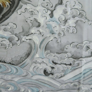 Men's Juban Grayish Blue Dragon Wave Silk #10298E5