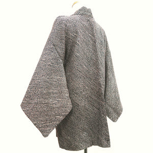 Haori Jacket Vintage(1950-1980) Black Red Full Shibori Red eye Silk #10206E1