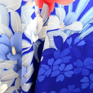 Furisode Blue Flower Silk #10546B3