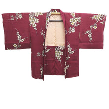 Load image into Gallery viewer, Haori Jacket Vintage(1950-1980) Wine red Plum blossom Silk #10677D1
