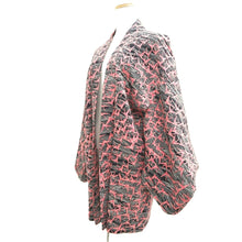 Load image into Gallery viewer, Haori Jacket Vintage(1950-1980) Black Reddish Pink Crane Birds Silk #10948F2
