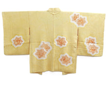 Load image into Gallery viewer, Haori Jacket Light Yellow Full Shibori Flower Wave Silk #10927F1
