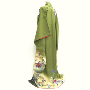 Furisode Green Iris Bellflower Tall Silk #9691J4