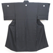 Load image into Gallery viewer, Men&#39;s Kimono Vintage(1950-1980) Black Montsuki Habutae Silk #9977C2
