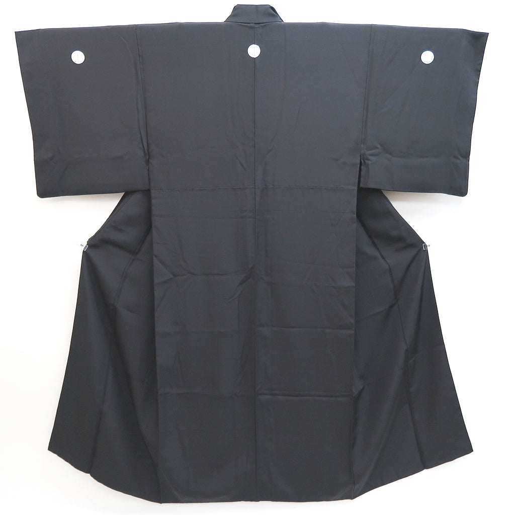 Men's Kimono Vintage(1950-1980) Black Montsuki Habutae Silk #9977C2