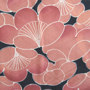 Haori Jacket Vintage(1950-1980) Black Plum blossom Silk #10146D3