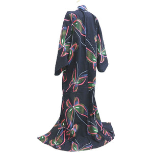 Yukata Vintage(1950-1980) Navy Butterfly Cotton #10351F3