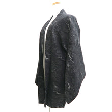 Load image into Gallery viewer, Haori Jacket Vintage(1950-1980) Black Silver Wave Floral pattern Silk #10988F4
