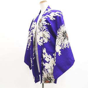 Haori Jacket Vintage(1920-1950) Blueish Purple Chrysanthemum Silk #9962C1