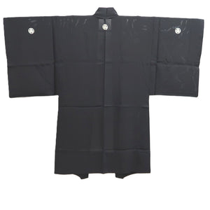 Men's Haori Vintage(1950-1980) Black See-Through Montsuki Silk #10432A3