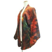 Load image into Gallery viewer, Haori Jacket Orange Black Green Abstract art Silk #10799D5
