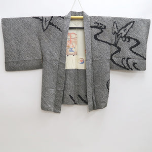 Haori Jacket Vintage(1950-1980) Black Shibori Ryusui Silk #9886B3