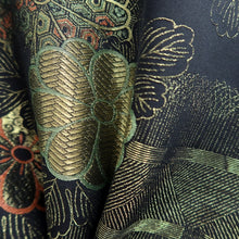 Load image into Gallery viewer, Haori Jacket Black Gold Chrysanthemum Silk #10997F4
