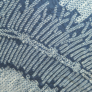 Haori Jacket Vintage(1950-1980) Blue Full Shibori Grass Silk #10236E2