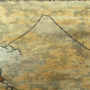 Fukuro Obi Gold Hokusai Mt. Fuji Wave Silk BB338V9