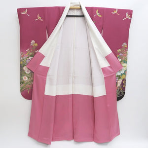 Furisode Magenta Peony Bird Silk #9681J3