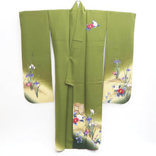 Load image into Gallery viewer, Furisode Green Iris Bellflower Tall Silk #9691J4
