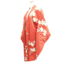 Load image into Gallery viewer, Haori Jacket Vintage(1920-1950) Vermillion Floral pattern Silk #11047A3
