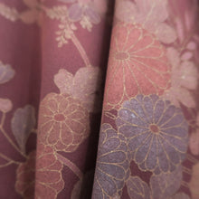 Load image into Gallery viewer, Kimono Wine red Ryusui Flower Silk #10536B3
