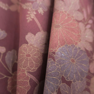 Kimono Wine red Ryusui Flower Silk #10536B3