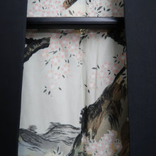 Load image into Gallery viewer, Men&#39;s Haori Vintage(1950-1980) Black Habutae Cherry Blossom Silk #9985C2
