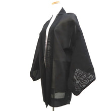 Load image into Gallery viewer, Haori Jacket Vintage(1950-1980) Black Red See-Through Flower Silk #10222E2
