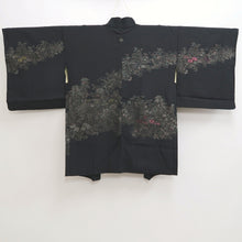 Load image into Gallery viewer, Haori Jacket Vintage(1950-1980) Black Silver Gold Chrysanthemum Silk #10010C3
