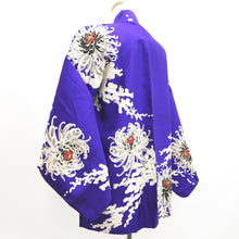 Load image into Gallery viewer, Haori Jacket Vintage(1920-1950) Blueish Purple Chrysanthemum Silk #9962C1
