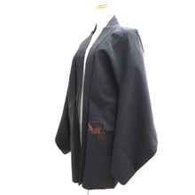 Load image into Gallery viewer, Haori Jacket Black Gold Red Bird Silk #10998F4

