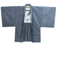 Load image into Gallery viewer, Men's Haori Black Blue Ohshima Leaping Carp Silk #10885E4
