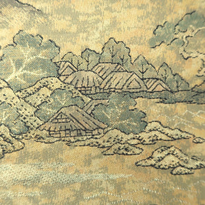 Fukuro Obi Gold Hokusai Mt. Fuji Wave Silk BB338V9