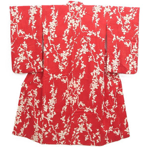 Juban Vintage(1920-1950) Red Plum blossom Silk #10370F4