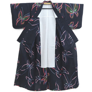 Yukata Vintage(1950-1980) Navy Butterfly Cotton #10351F3