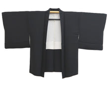 Load image into Gallery viewer, Haori Jacket Black Embroidery Crane Birds Silk #11079A5
