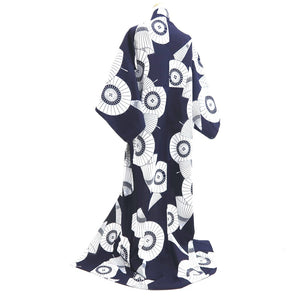 Yukata Vintage(1950-1980) Navy White Bangasa Umbrella Cotton #10489B1