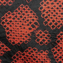 Load image into Gallery viewer, Haori Jacket Vintage(1920-1950) Red Black Shibori Yabane Floral pattern Silk #11037A2
