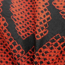 Load image into Gallery viewer, Haori Jacket Vintage(1920-1950) Red Black Shibori Yabane Floral pattern Silk #11037A2
