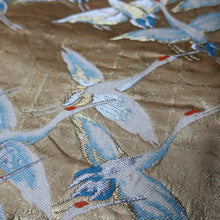Load image into Gallery viewer, BB10010AB Silk Obi Fabric Crane Birds Gold 44.5x10.2in(113x26cm)
